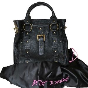 🆕2 for $210 Betsey Johnson Brown Pebbled Leather Handbag Animal Print Inner NWOT